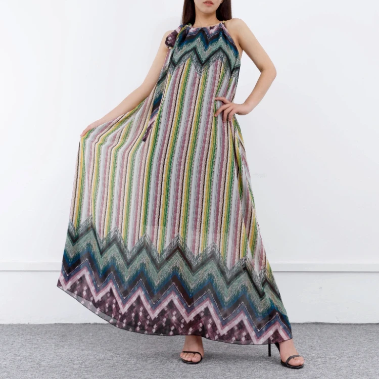 

Enyami Holiday Trendy Chiffon Long Dress Ethnic Printed Loose Maxi Womens Sundresses 2022, Picture color