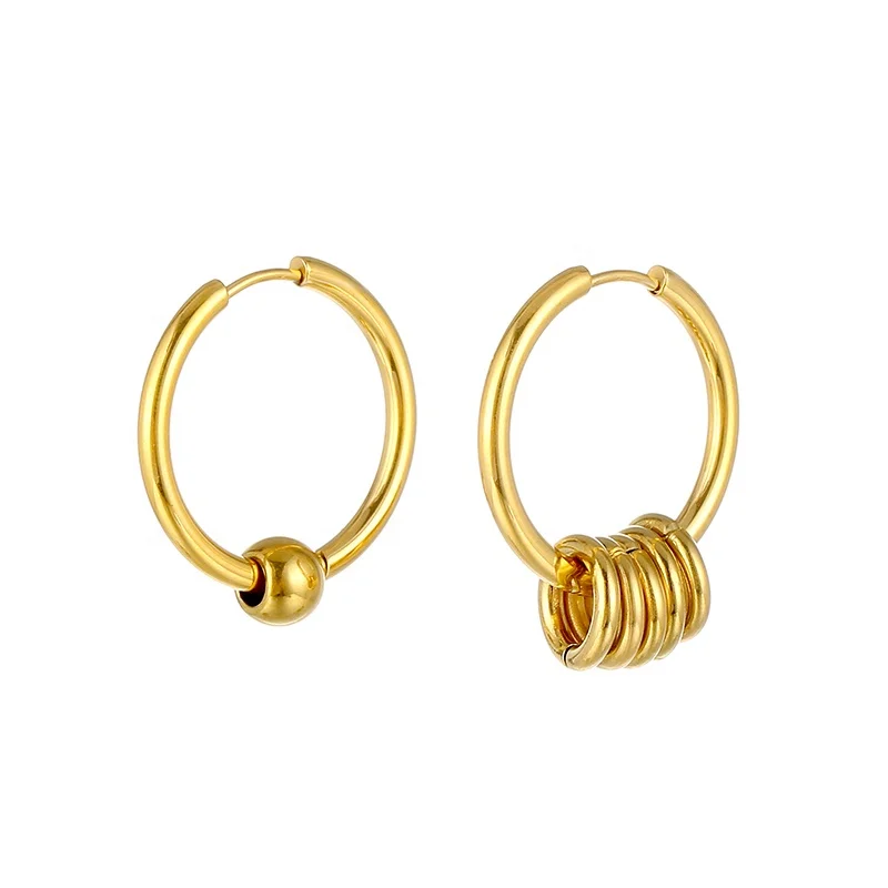 

Statement Asymmetric Earrings 18K Gold Plated Stainless Steel Women Waterproof Jewelry Circle Hoop Huggie Earrings for Women