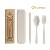 Portable spoon fork chopsticks Biodegradable Wheat Straw Tableware Reusable Camping Travel plastic cutlery set with case