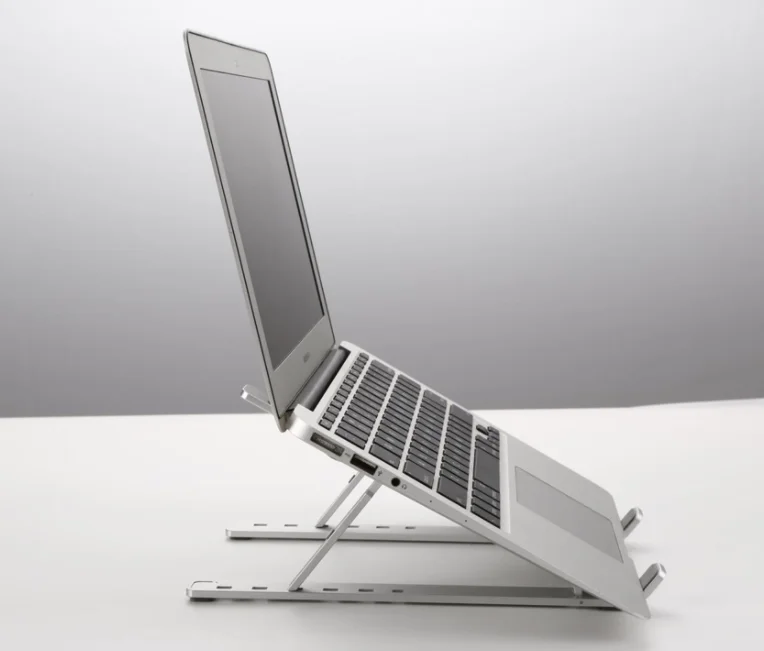 

Laptop Computer Stand for Desk Adjustable Height Aluminum OEM Ergonomic Folding Portable Desktop Holder riser, Silver