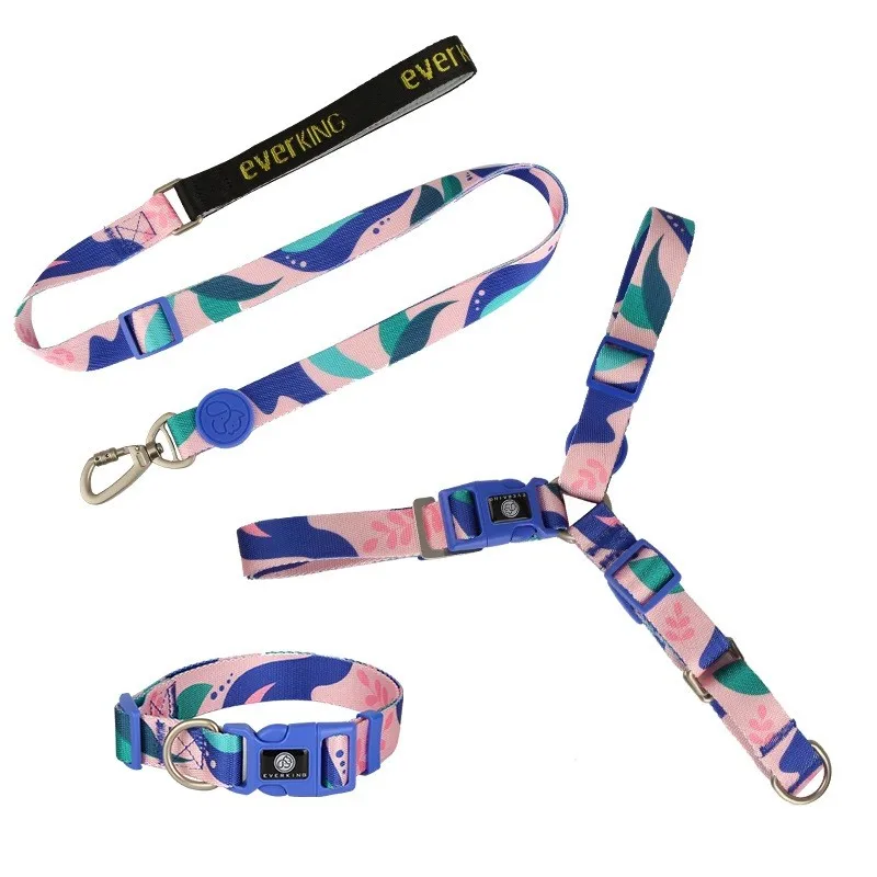 

Factory Supply Green shade series Adjustable dog walking leash collar chest back set Leashing rope dog favorites
