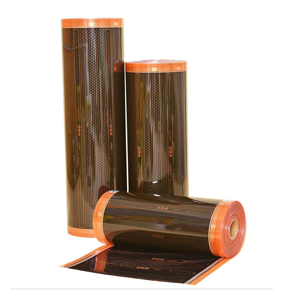 

New Graphene PTC Heating Film Full Black Self Regulating Infrared Electric Warm Floor Heating System 220W/m2 Carbon Foil