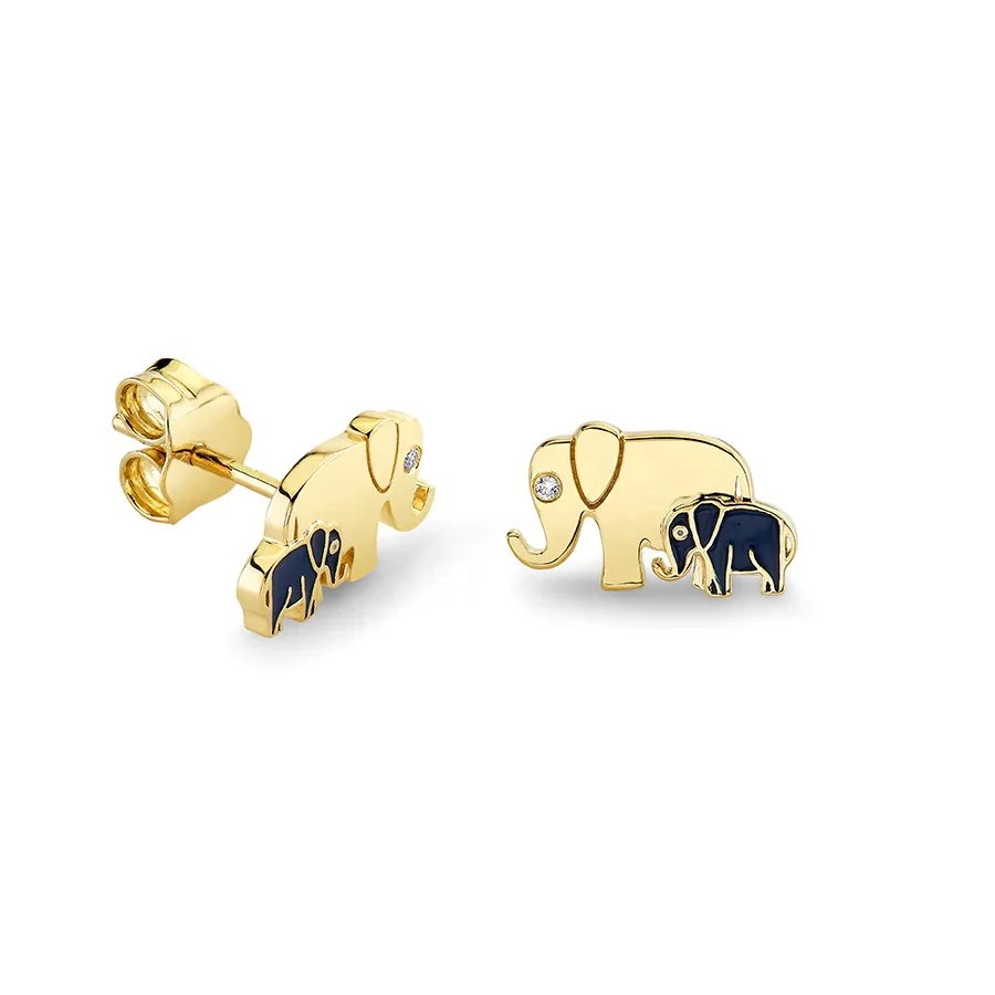 

LOZRUNVE 925 Sterling Silver Enamel Animal Elephant Family Stud Hot Sale Fashion Earring Jewelry