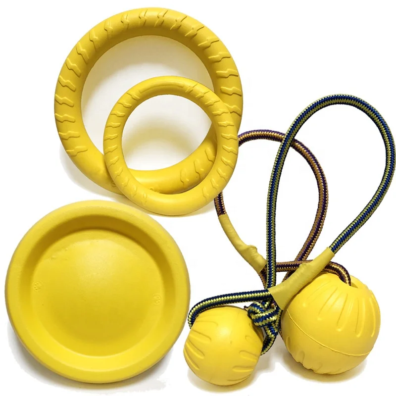

EVA training dog pet chew toy ball sport ring, Blue & red&yellow