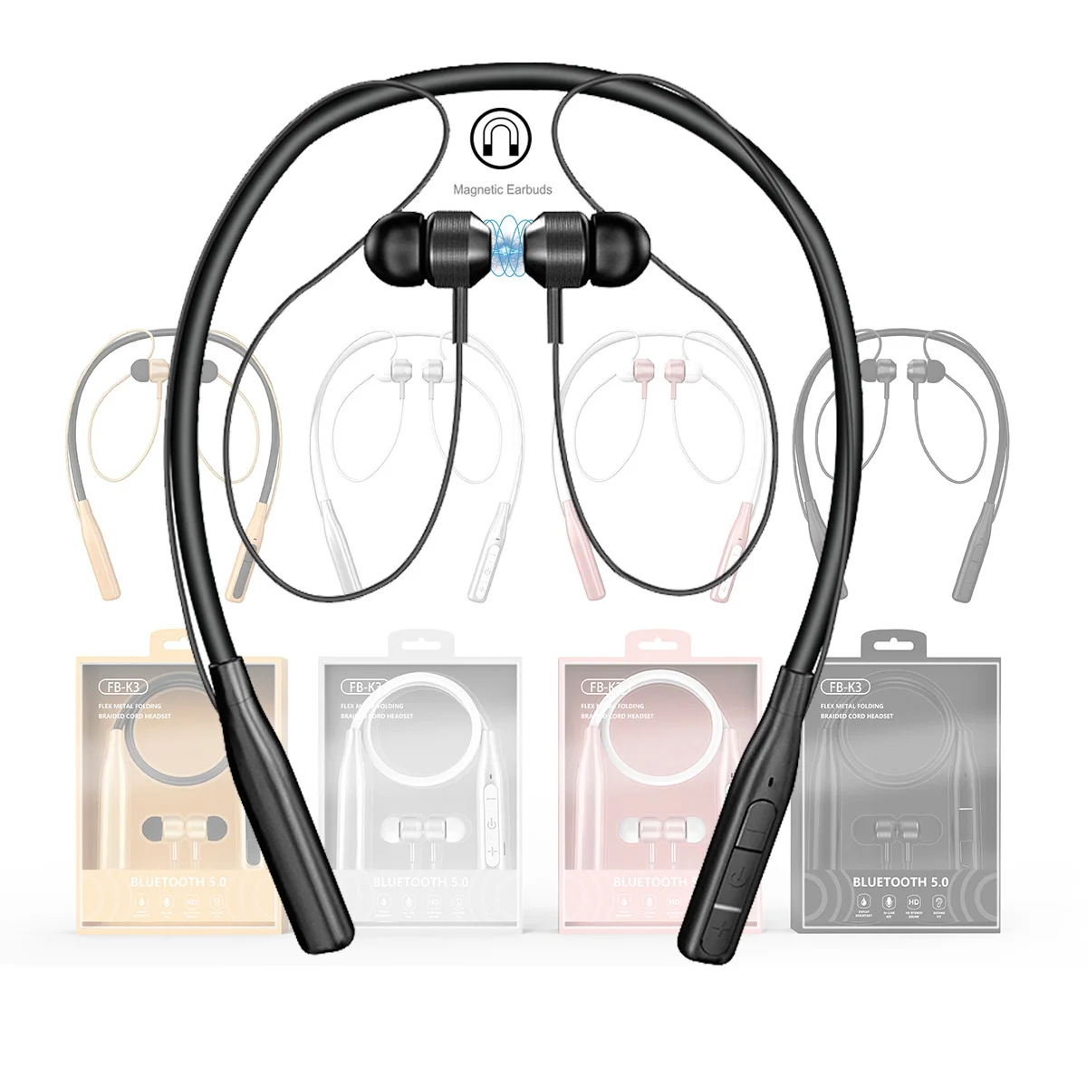 

2020 New super bass Wireless blue tooth 5.0 Earphone Earbuds headphone ANC neckband headset neck band