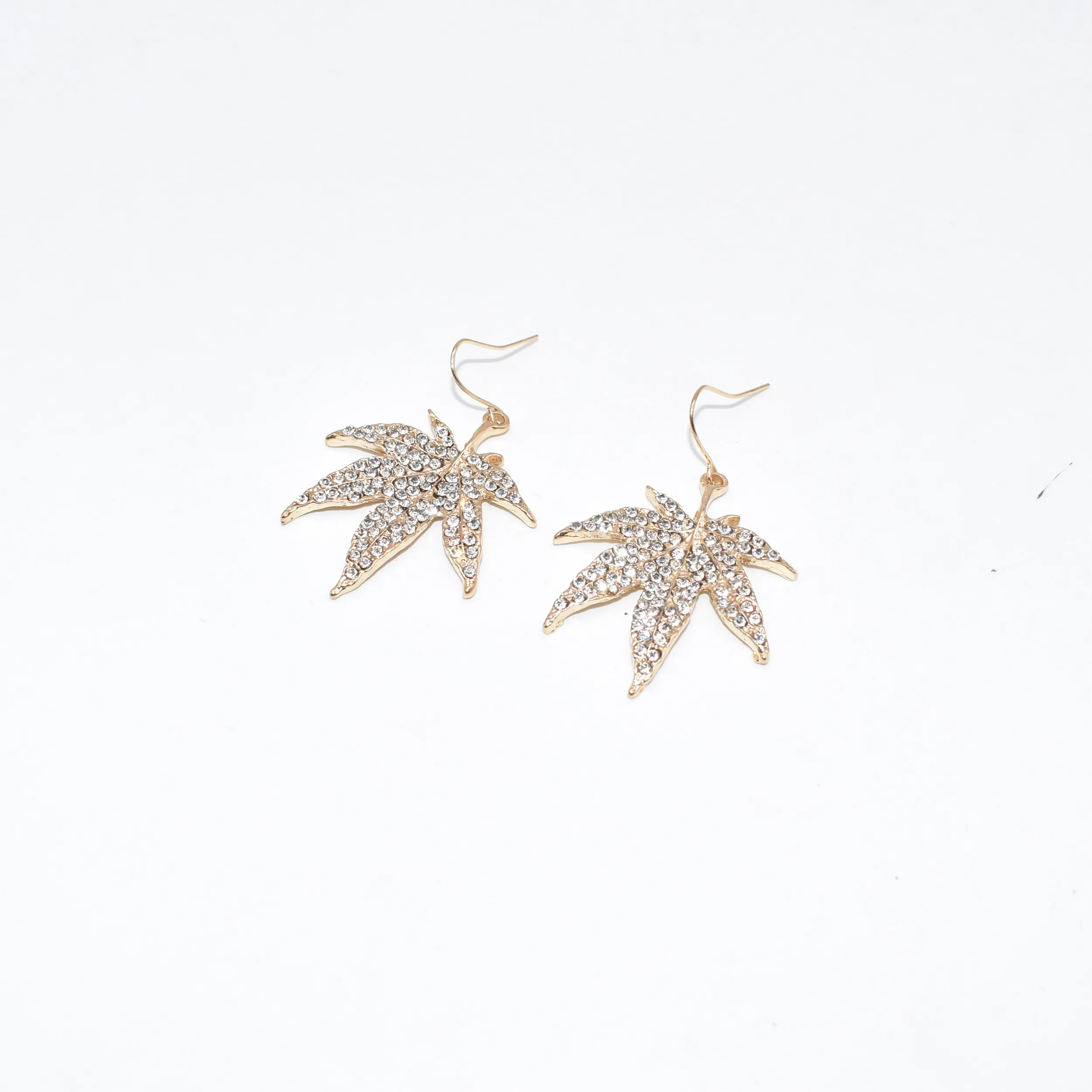 

Gold plated rhinestone Weed Pot small mariguana hemp leaf earring, Gold, silver, rose gold