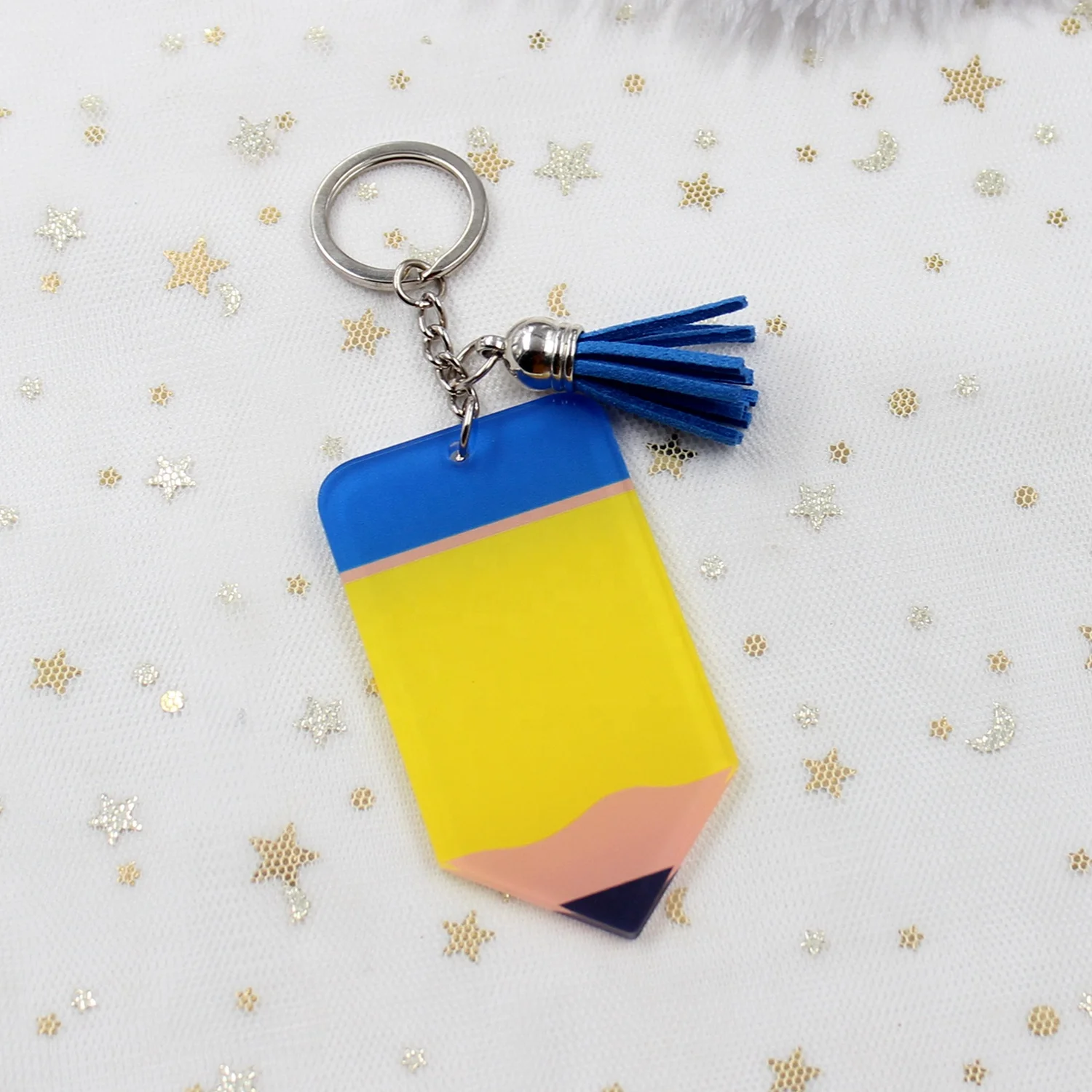 

KHS031KC036 Teacher Name Acrylic Pencil Keychain With Tassels Tutor Educator Custom Acrylic Keychain