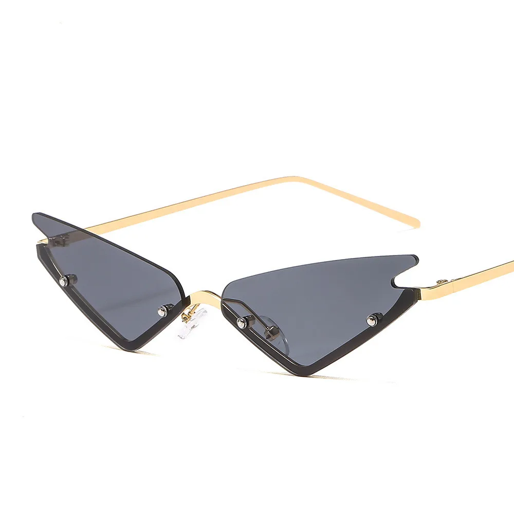 

Women Sun Glasses Wholesale Rimless Luxury Womens Custom Designer Flame Triangle Cat Eye Sunglasses