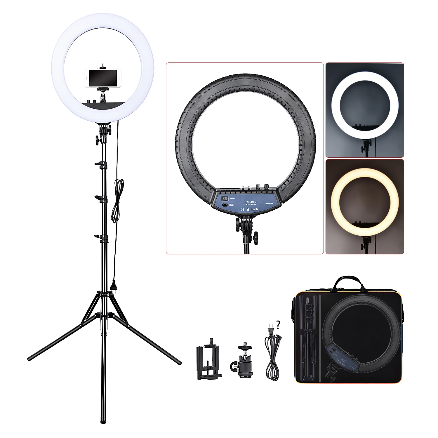 

Russia Free Shipping FOSOTO RL-18II 512 Leds Bi-color 3200-5600K Dimmable Makeup Ring Light Lamp For Live Stream/Makeup