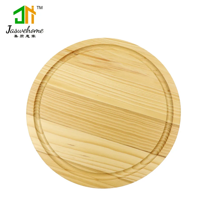 

Pine wood round cutting board cheese boards solid wood chopping block chopping board with juice groove, Natural color