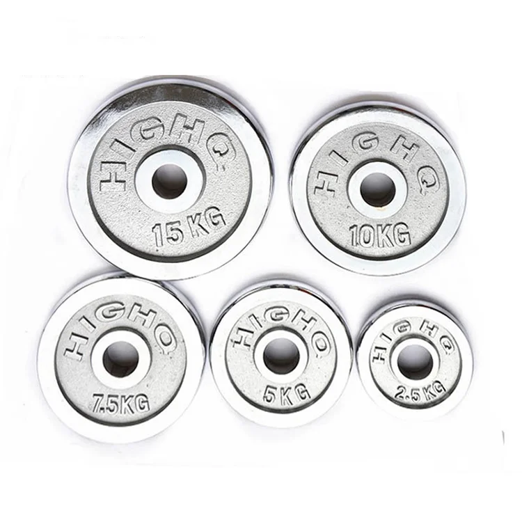 

Gym equipment fitness silver chrome coated cast iron weight plate barbell plate