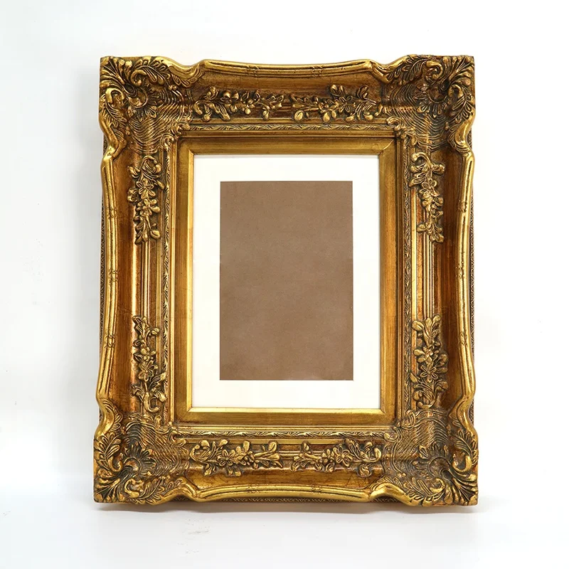 

12x16 inch Antique Gold Baroque Style Ornate Wood Luxury Painting Picture Frame with glass and 11x14 or 8x10 inch matboard