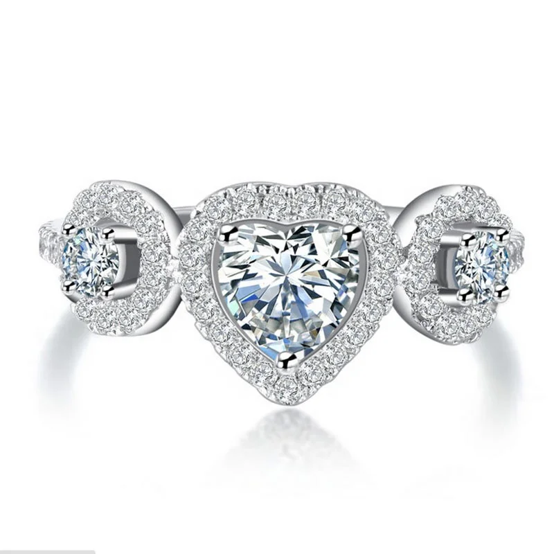 

Fashion Finger Rings for Lady Jewelry Love Color Ring Hot Heart Valentine's Day Gift Zircon Wedding Rings Jewelry