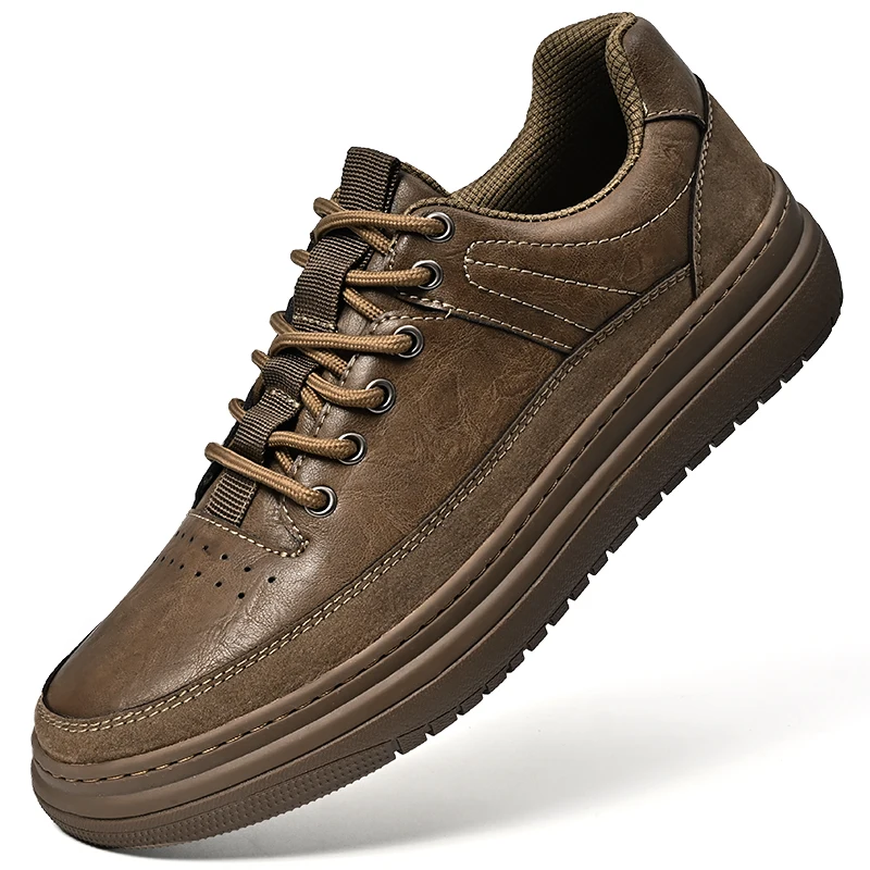 In Ready Stock Fashion Breathable New Shoes Casual Sneakers Genuine Leather Handmade Men Shoes Sneakers