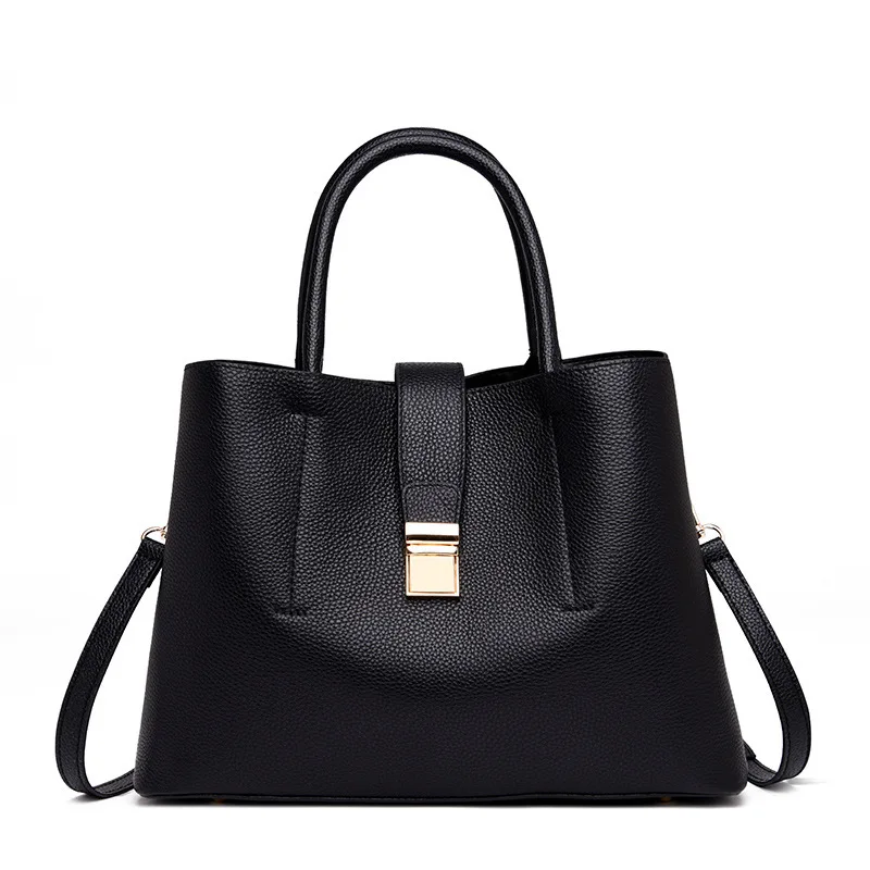 

New Arrive Luxury Designer Genuine Cow Leather Tote Bag Personalized Crossbody Bag Black Handbags for Women