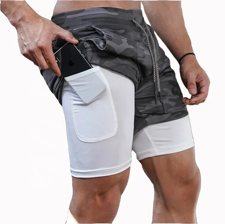 

Wholesales Custom Mens Compression Workout Shorts With Liner 2 in 1 Esportivo Mesh Fitness Men Gym Shorts With Pocket