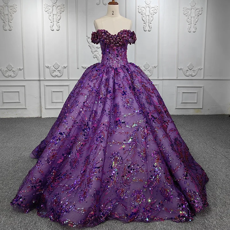 

Jancember 6522 Purple Off Shoulder Flower Quinceanera Evening Party Dress