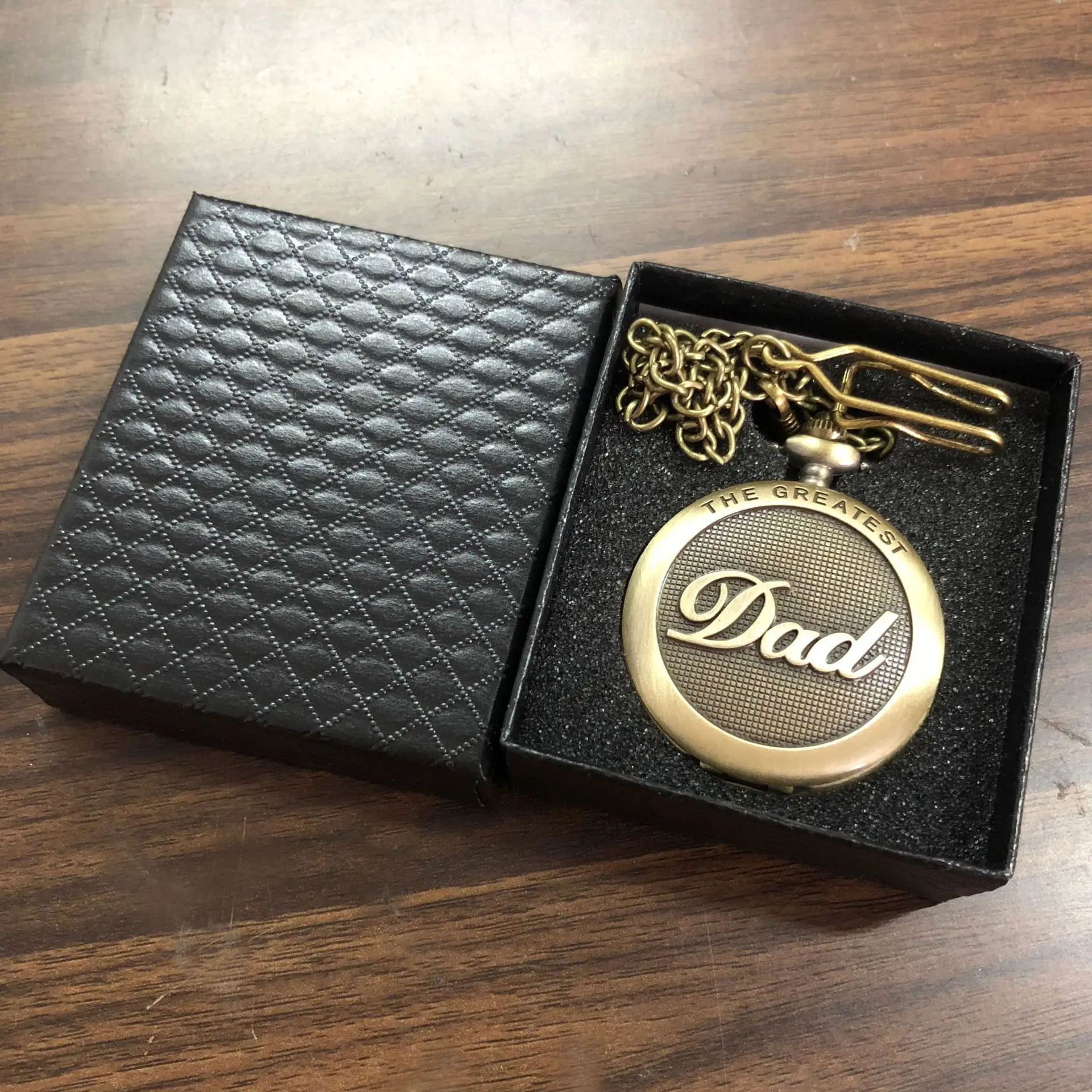 Diamond Pattern Black Pocket Watch Box Exquisite Big Pocket Watch Box