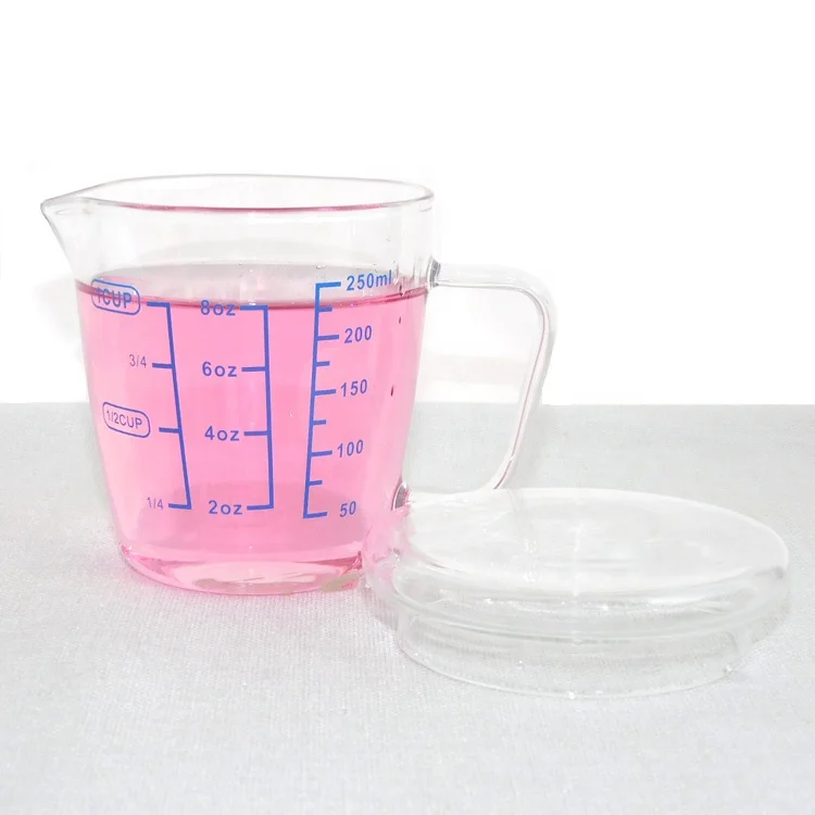 

Hot sale Transparent 500ml Hand-brown Round Measuring Glass Cup with Handle, Customer request