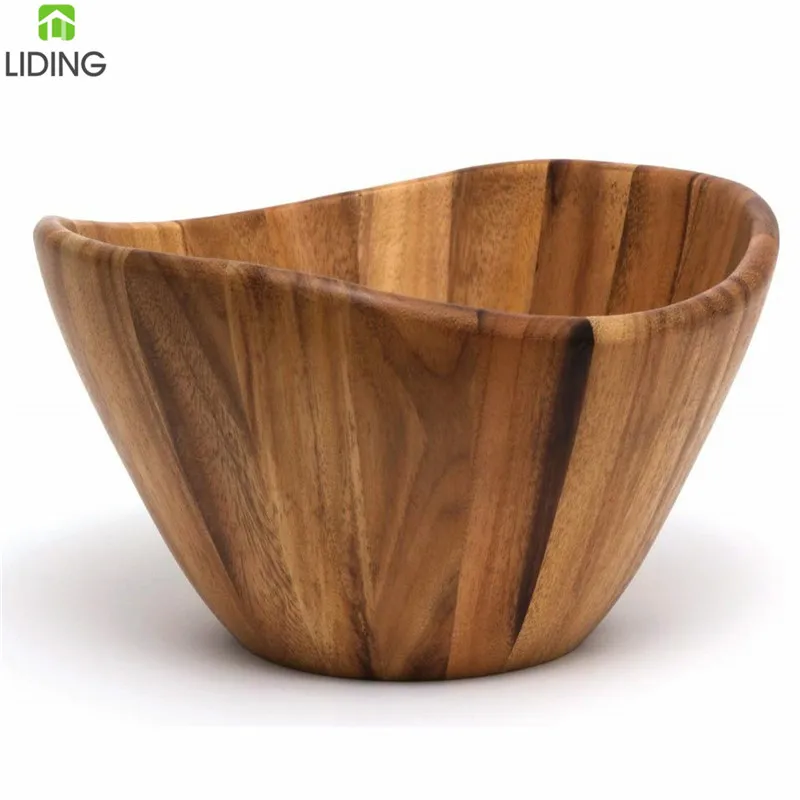 Acacia Wooden Wave Serving Bowl For Fruits Wood Fruit Bowl Wooden Salad