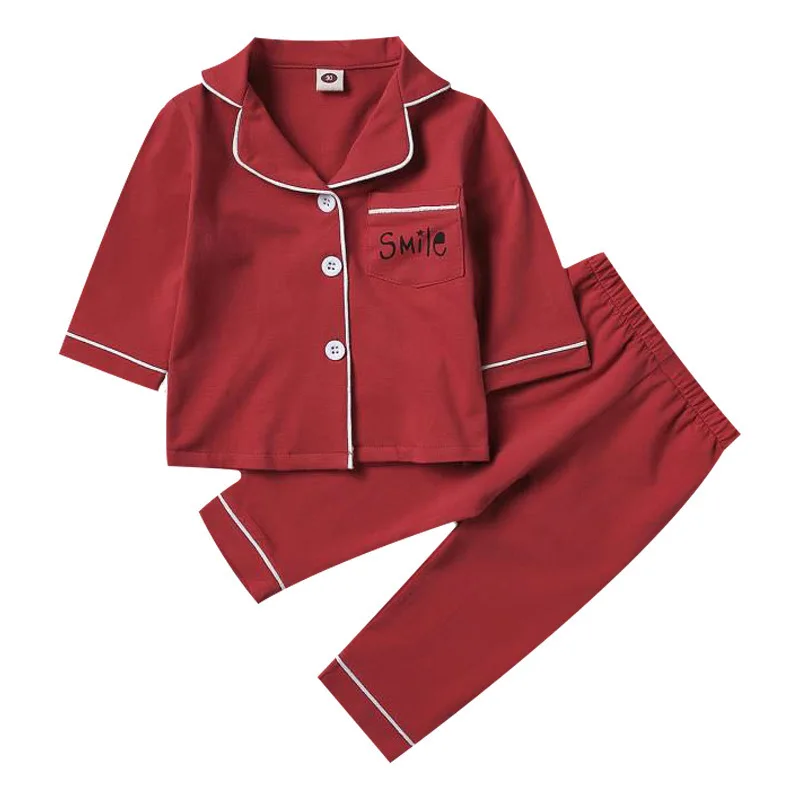 

Spring And Autumn Cotton Solid Color Girl Pajamas Suit Sleepwear Sets