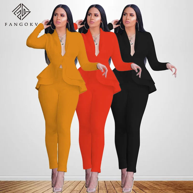 

Women Sexy V Neck Tops and Skinny Pants Set 2 Two Piece Set Elegant Office Ladies Workwear Outfits Casual Tracksuit, 11 colors