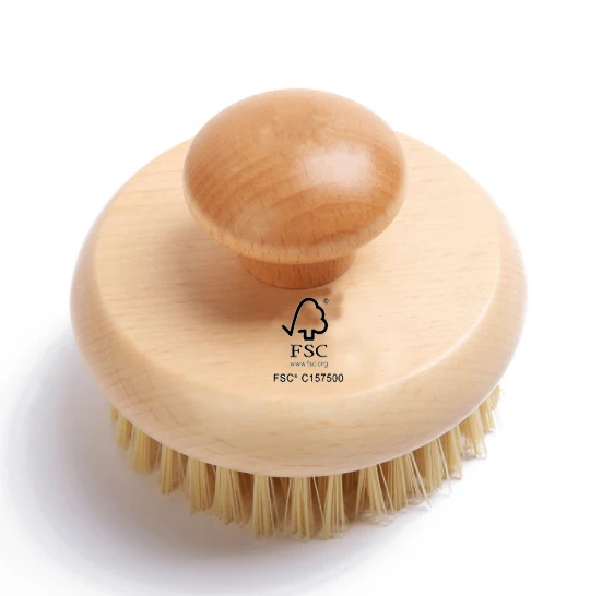 

Natural sisal vegan bristle bamboo and round body brush, Brown color