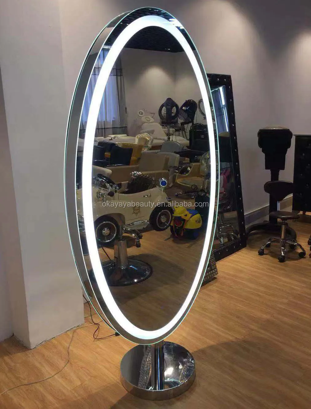 Cosmetic Salon Furniture Makeup Mirror Led Styling Stations Double