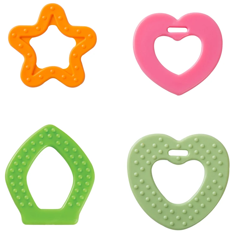 

Heart shape plastic teether safety plastic chew teether for baby child teether toy, Multi