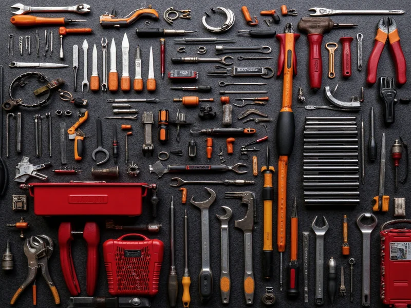 DIY mechanic organizing tools before car repair