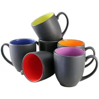 

Custom Black matte Latte Tea cup Color Porcelain 14oz Ceramic Coffee Mugs coffee cup porcelain