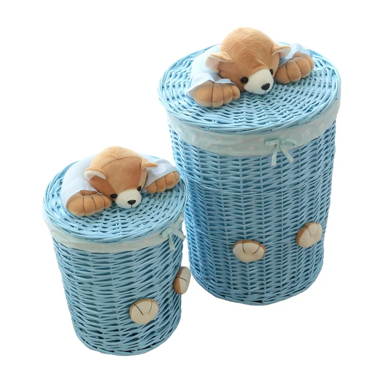 

KINGWILLOW, Clothing Use and Wicker Material storage basket with lid, Customized