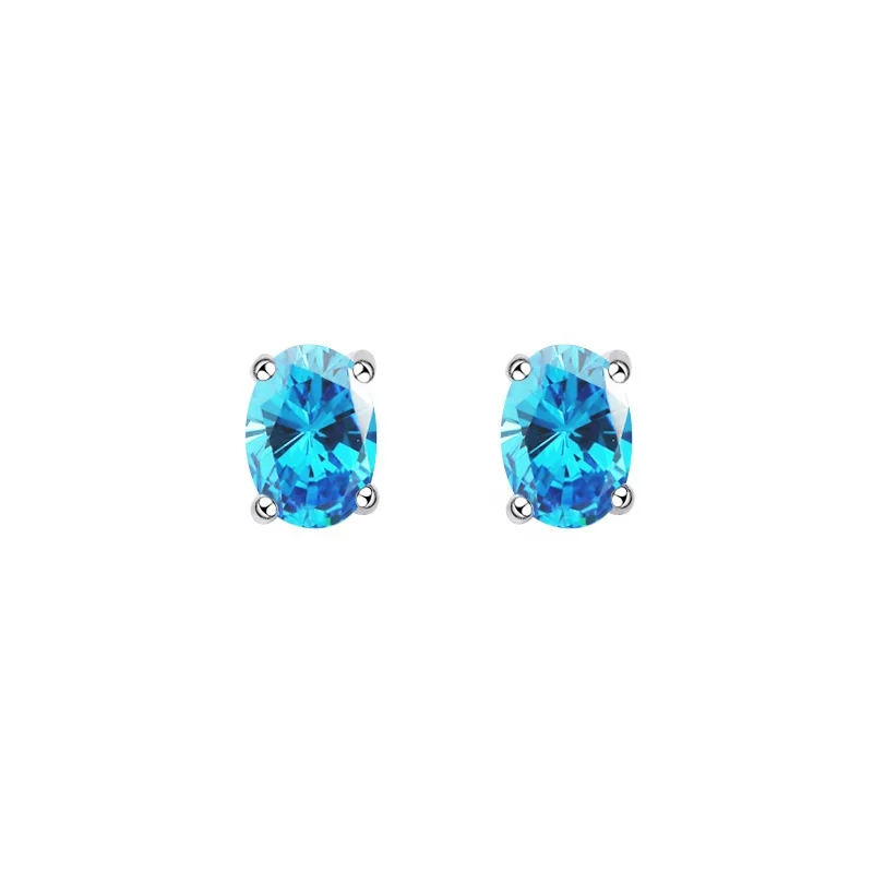 

Four Claw Gemstone Jewelry 925 Sterling Silver Sapphire Stud Earring, Blue