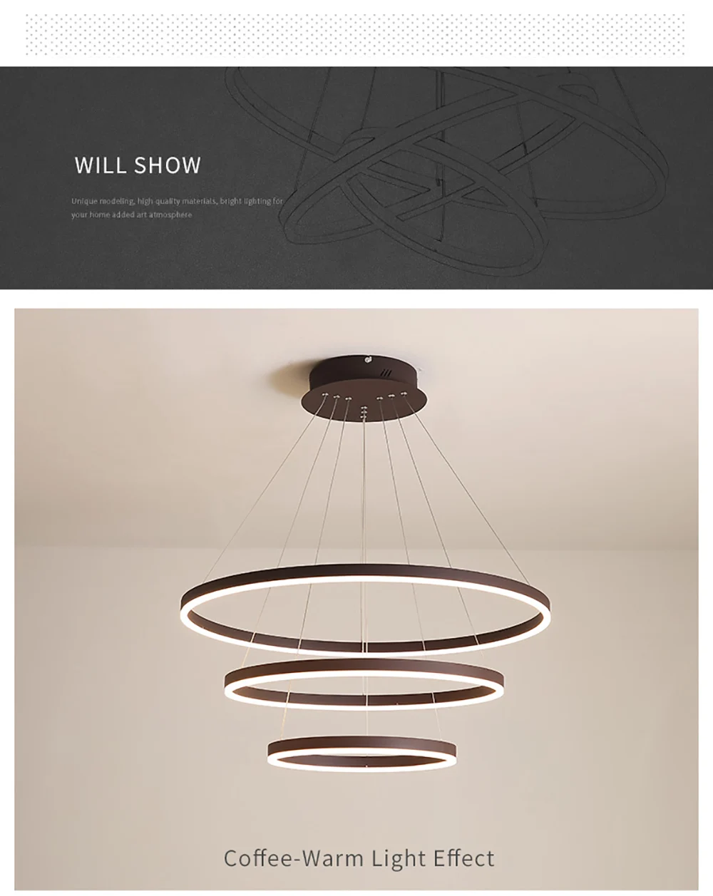 Hotel Lobby Residential Fashion design LED Chandelier Circular Pendant Light