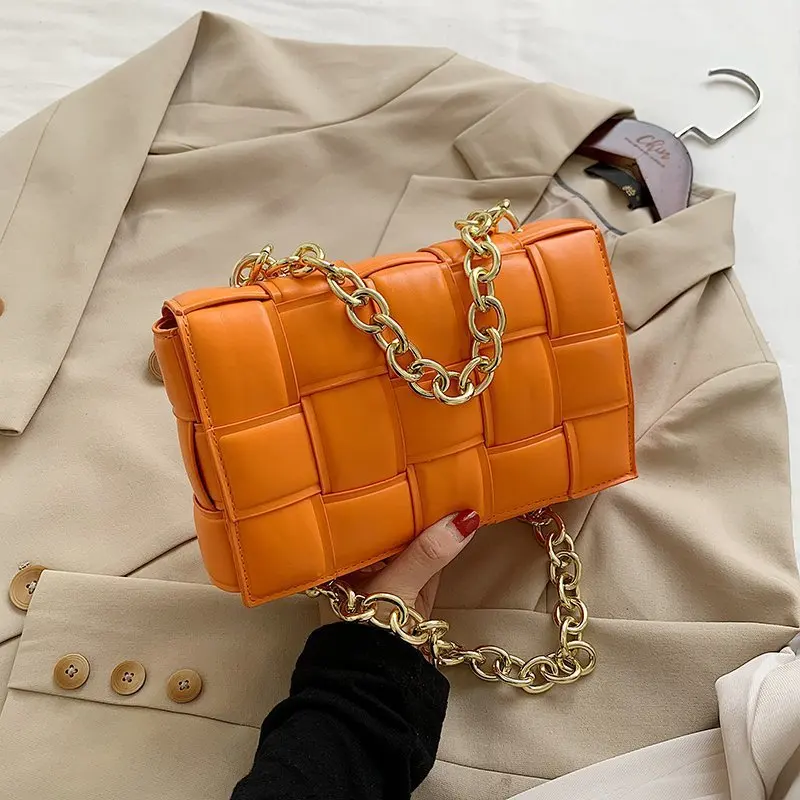 

ZX2107-Factory Outlets PU leather maxi weave Cross-body bags THE CHAIN CASSETTE bags Interior zip Hot sale products