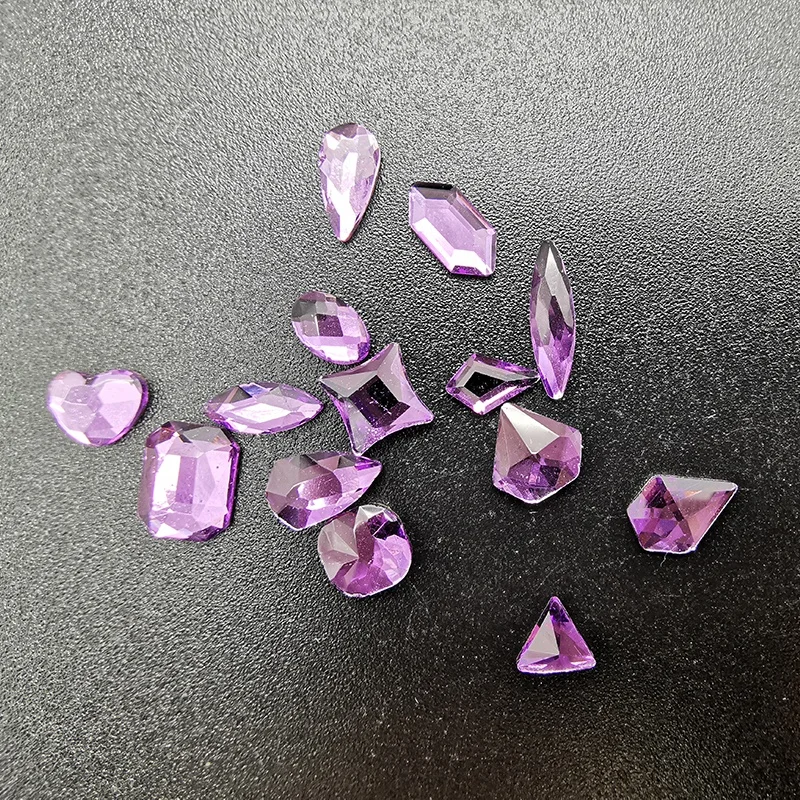 

HZRcare Nail Gems Bulk Wholesale Crystal Stone Glass Non Hotfix Flatback Nail Art AB Tanzanite Shapes Glass Rhinestones
