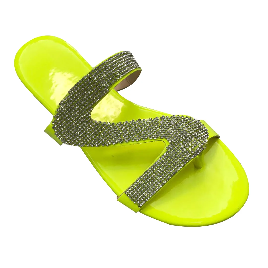 

Best Sell Summer Beach Round Toes Flat Sandals Ladies Shining Diamond Flip-flop, Picture