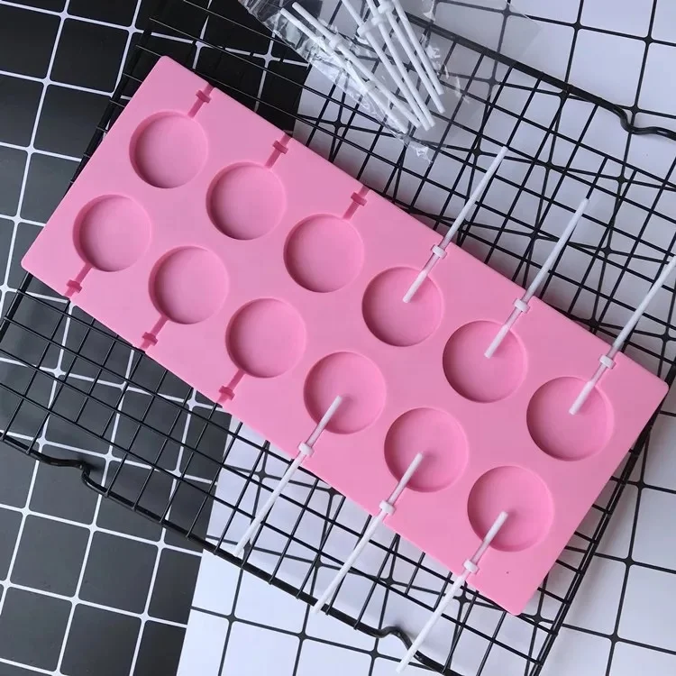 

DIY 12 Hole Cute Bear Head Round Shape Silicone Mould for Candy Chocolate Lollipop Cake Decoration, Pink, can be customized