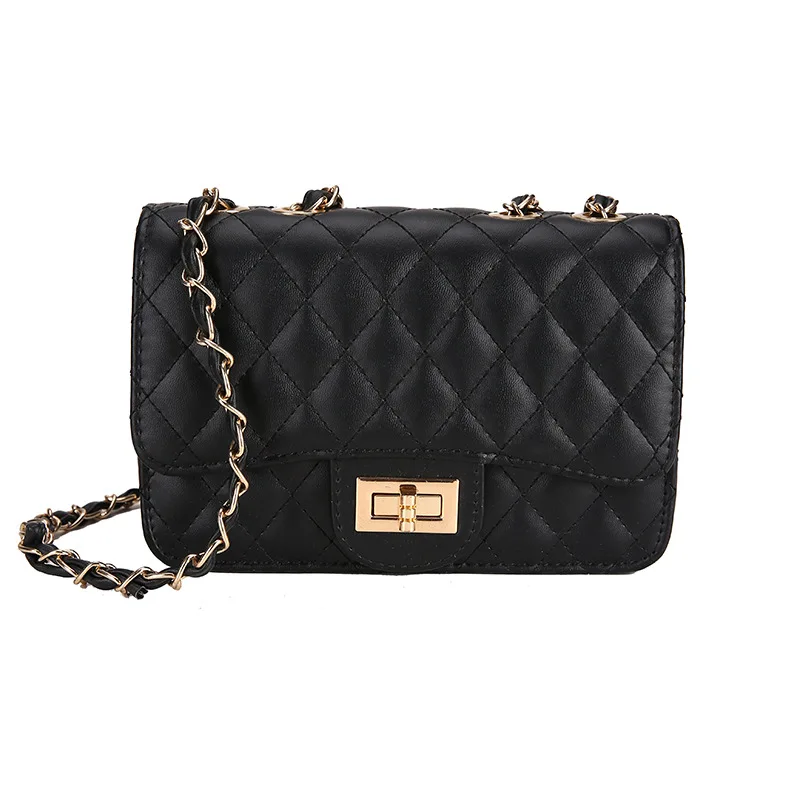 

Channel classic black diamond lattice quilted crossbody shoulder bag for women
