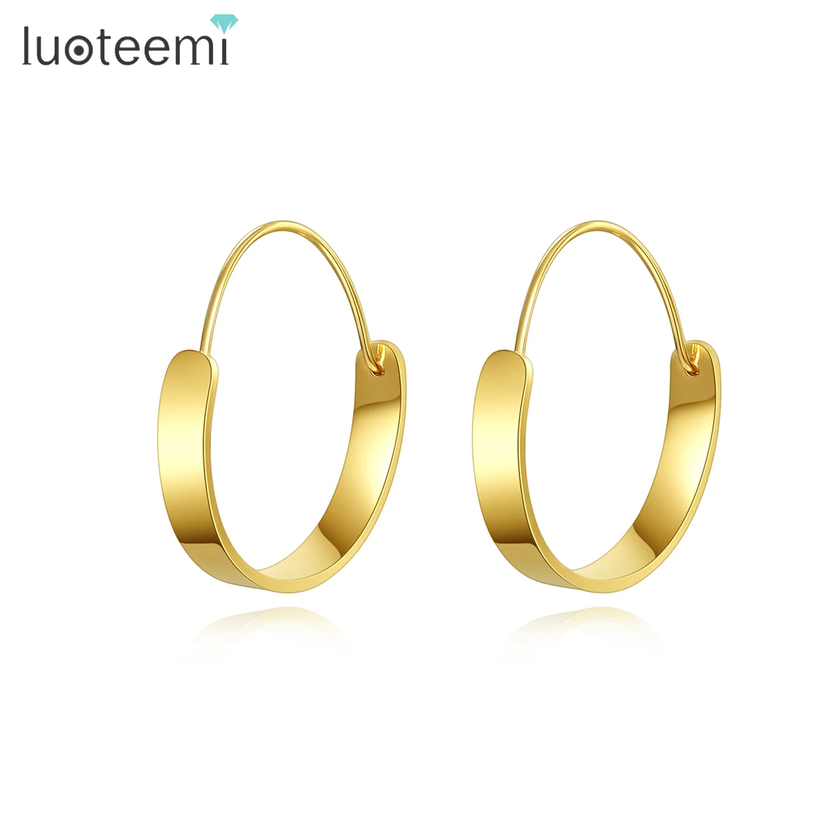 

LUOTEEMI Hot Sale Earing Gold Plated Hoop Trendy Woman Huggie Jewelry Geometric Stainless Steel Earrings