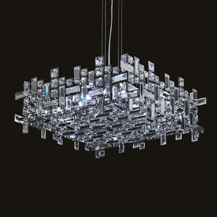 

Kitchen dining rectangle chrome pendant light zhongshan wholesale home decor modern luxury k9 crystal chandelier