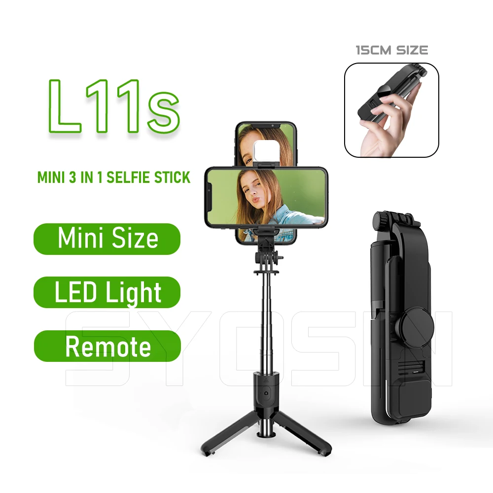 

SYOSIN L11s Selfie Stick Tripod 2021 Mini 152 - 750 mm With LED Fill Light Wireless Remote For Mobile Phone 360 Rotate Holder