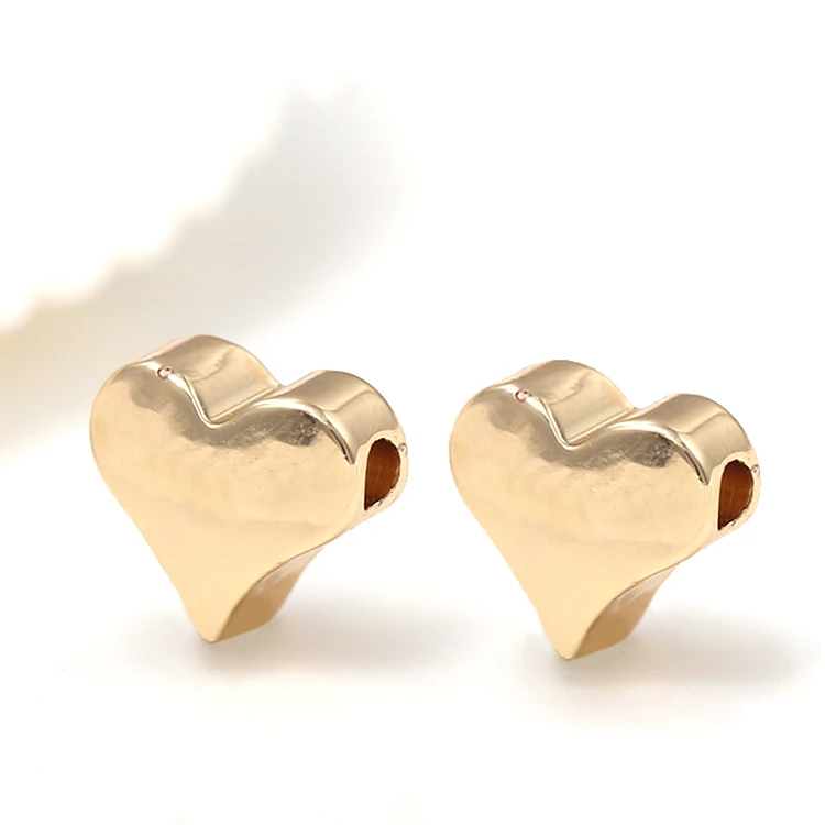 

Factory Wholesale Jewelry Findings Brass Beads Heart Shape Round Shape Beads, 14k gold