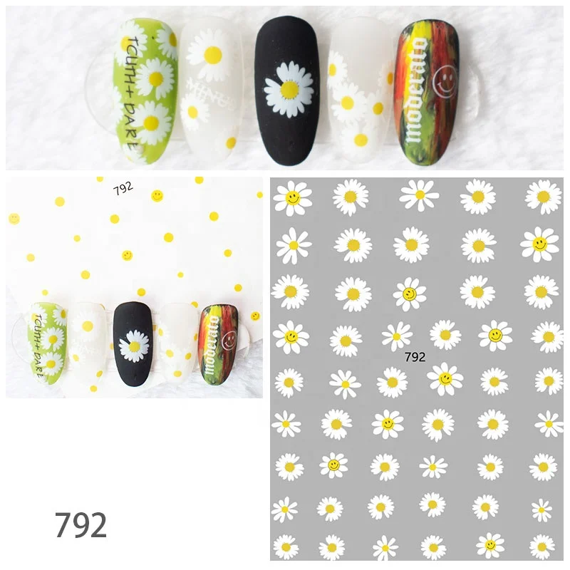 

Paso Sico Small Daisy Cartoon Foil 3D Simple Smile Pattern Nail Stickers for DIY Holiday Manicure Design Nail Art Decals Foil