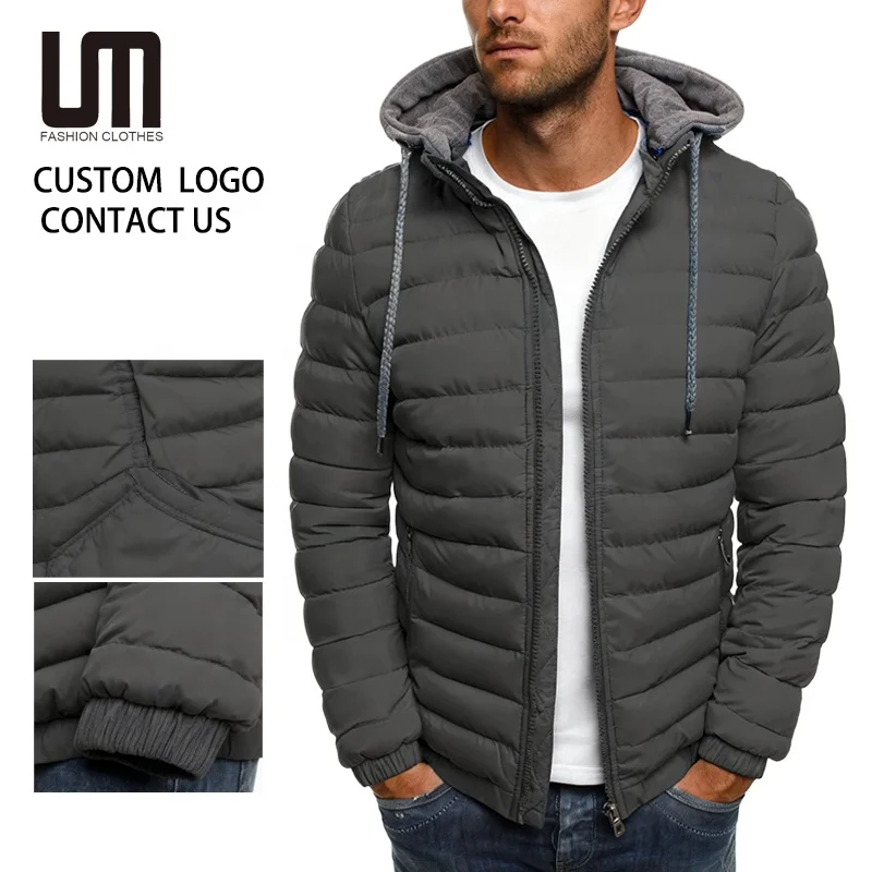 Custom Logo Wholesale Good Quality Men Fashion New Product Hoodies Zipper Parkas Warm Padded Cotton Jackets Plus Size Coats