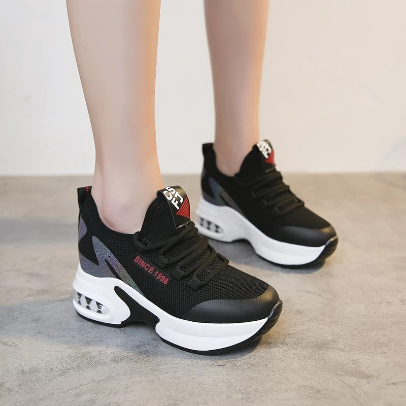 

amazon hot seller increased platform chunky sneakers for women and ladies wedges casual vulcanized footwear high heel
