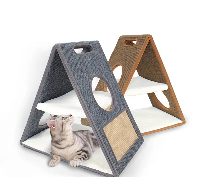 

Portable Sisal Foldable Kitten Cat Scratch Toy/ Cat Triangle Bed /Cat Climbing Frame, As picture