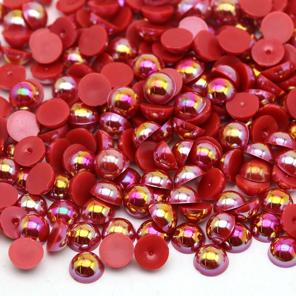 

XULIN Wholesale Siam AB ABS Half Loose Beads Flat Back Pearls, 113 kinds color choose