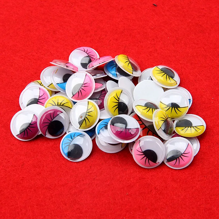 Plastic Self Adhesive Wiggle Googly Eyes With Eyelashes Assorted Colors Craft Stickers Eyes For 