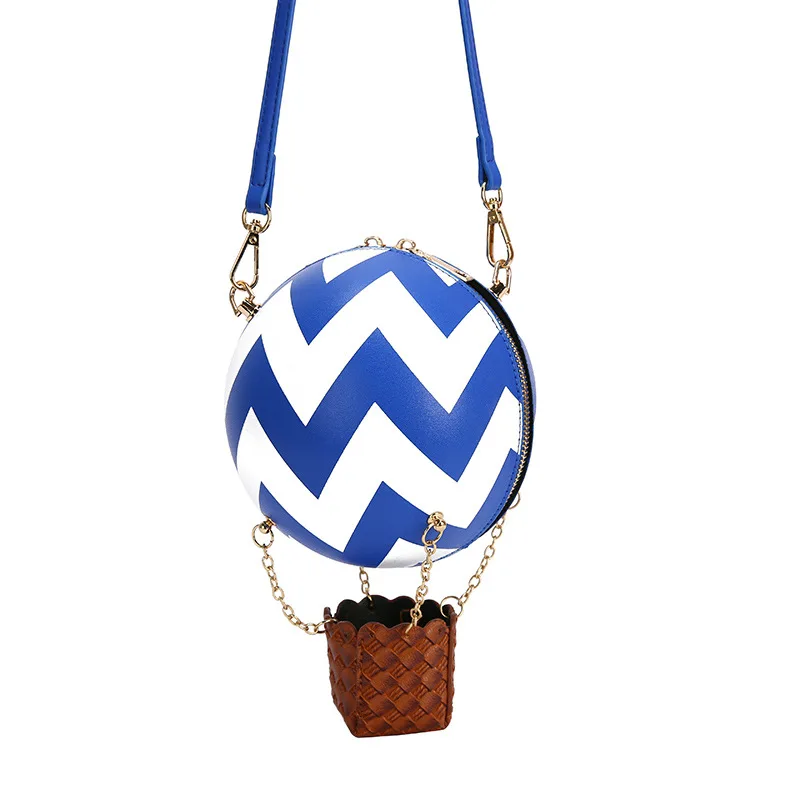 

2021 Creative Hot-Air Balloon Shape Leather Purses Women Messenger Shoulder Bag Mini Cell Phone Bag, Black, blue, red, yellow